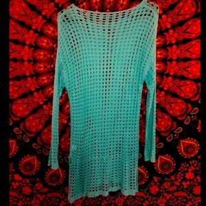 Blue swim suit cover up